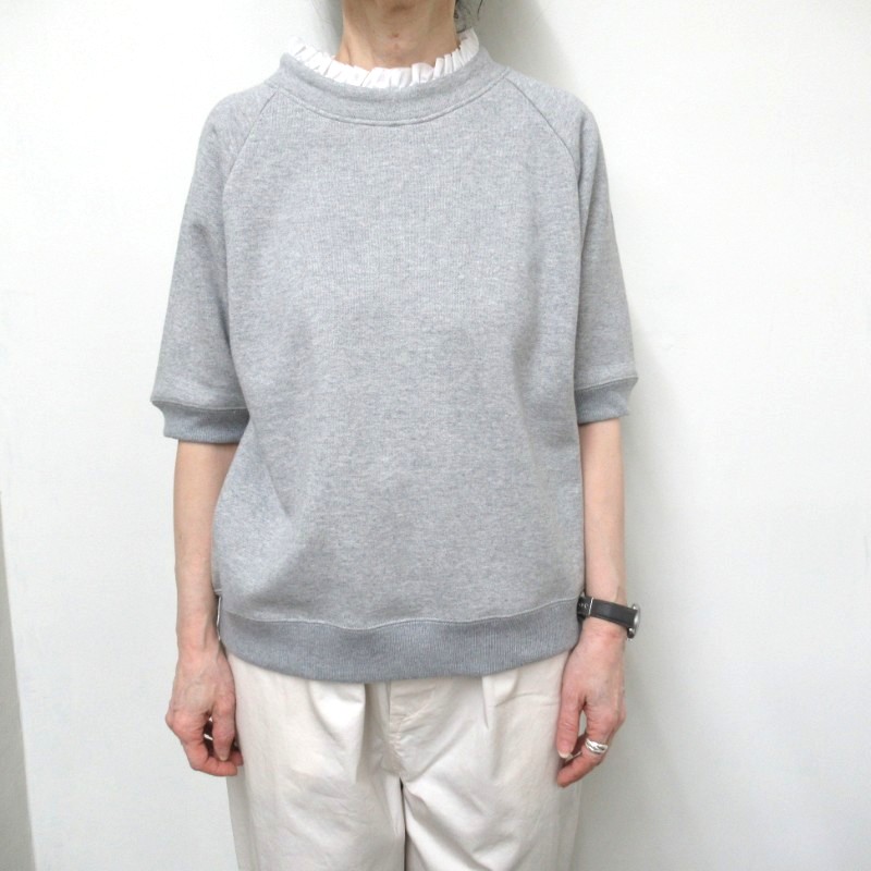 NOUVELLES DU PARADIS  衿フリルスウェット /GY杢85 【日本製】